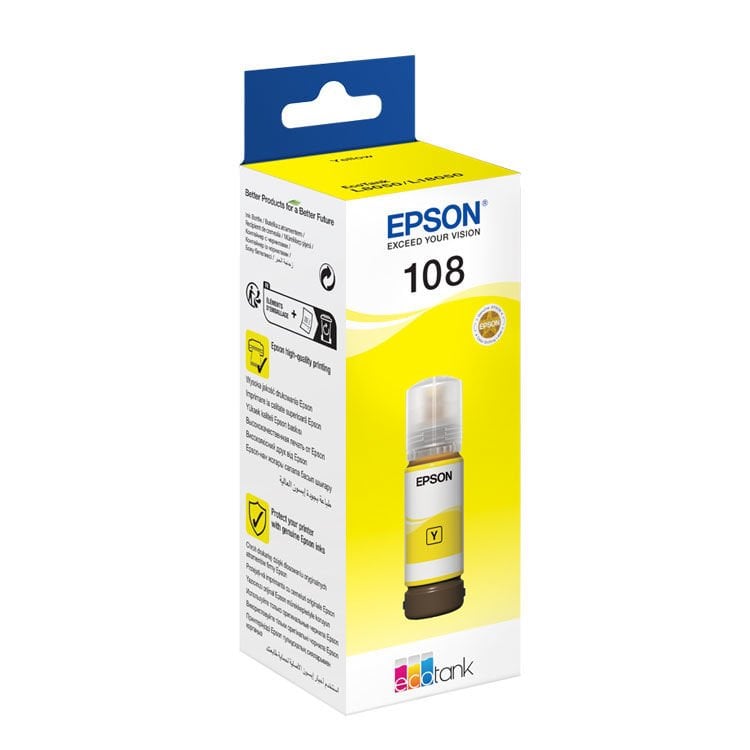 Epson 108 Serisi Orijinal Mürekkepler - Y-70 ml - L8050, L18050