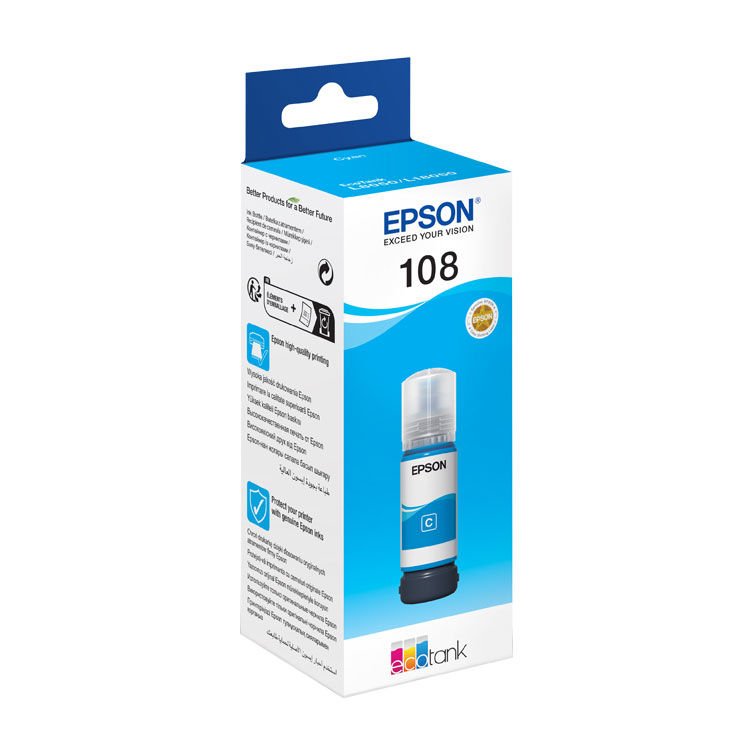 Epson 108 Serisi Orijinal Mürekkepler - C-70 ml - L8050, L18050